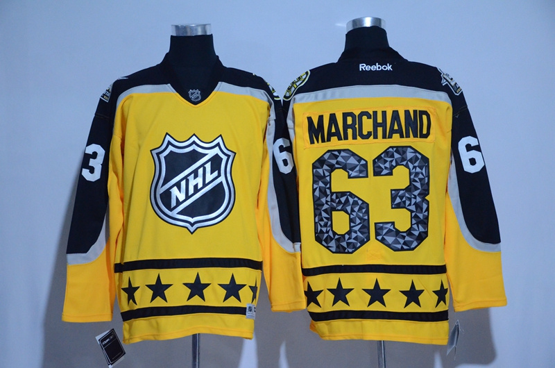 2017 NHL Boston Bruins #63 Marchand yellow All Star jerseys->->NHL Jersey